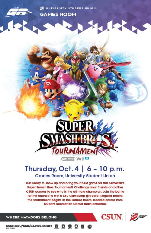 Games Room Super Smash Bros. Tournament California State University